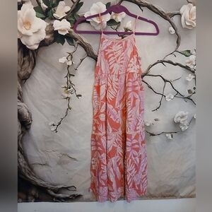 Tropical Pink and White Maxi Dress
